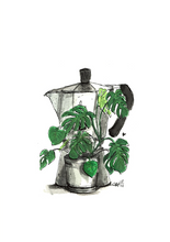 Laden Sie das Bild in den Galerie-Viewer, Monstera Bialetti Illustration