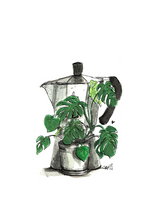 Laden Sie das Bild in den Galerie-Viewer, Monstera Bialetti Illustration
