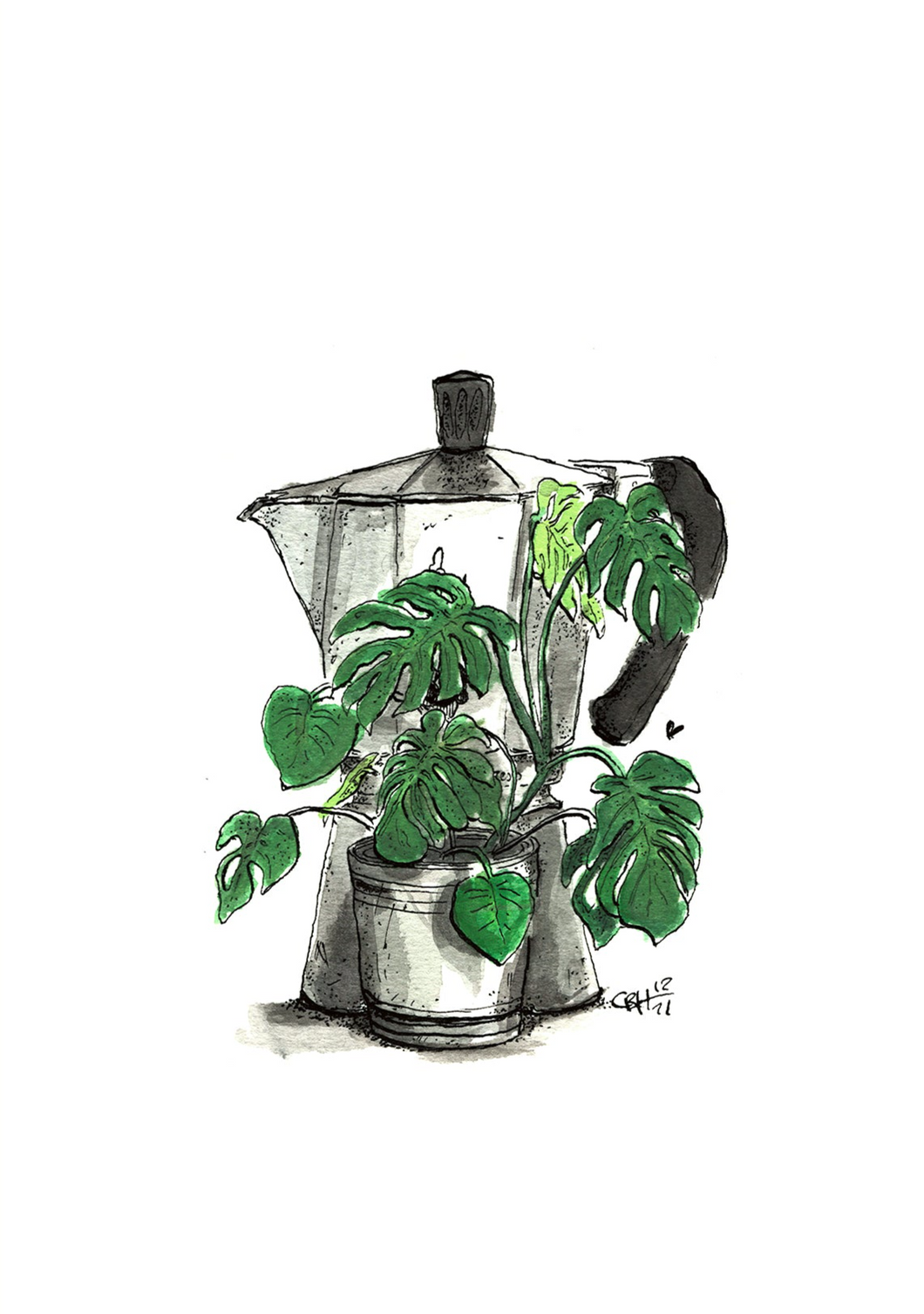 Monstera Bialetti Illustration