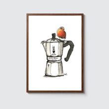 Laden Sie das Bild in den Galerie-Viewer, Bialetti mit Rotkelchen Illustration
