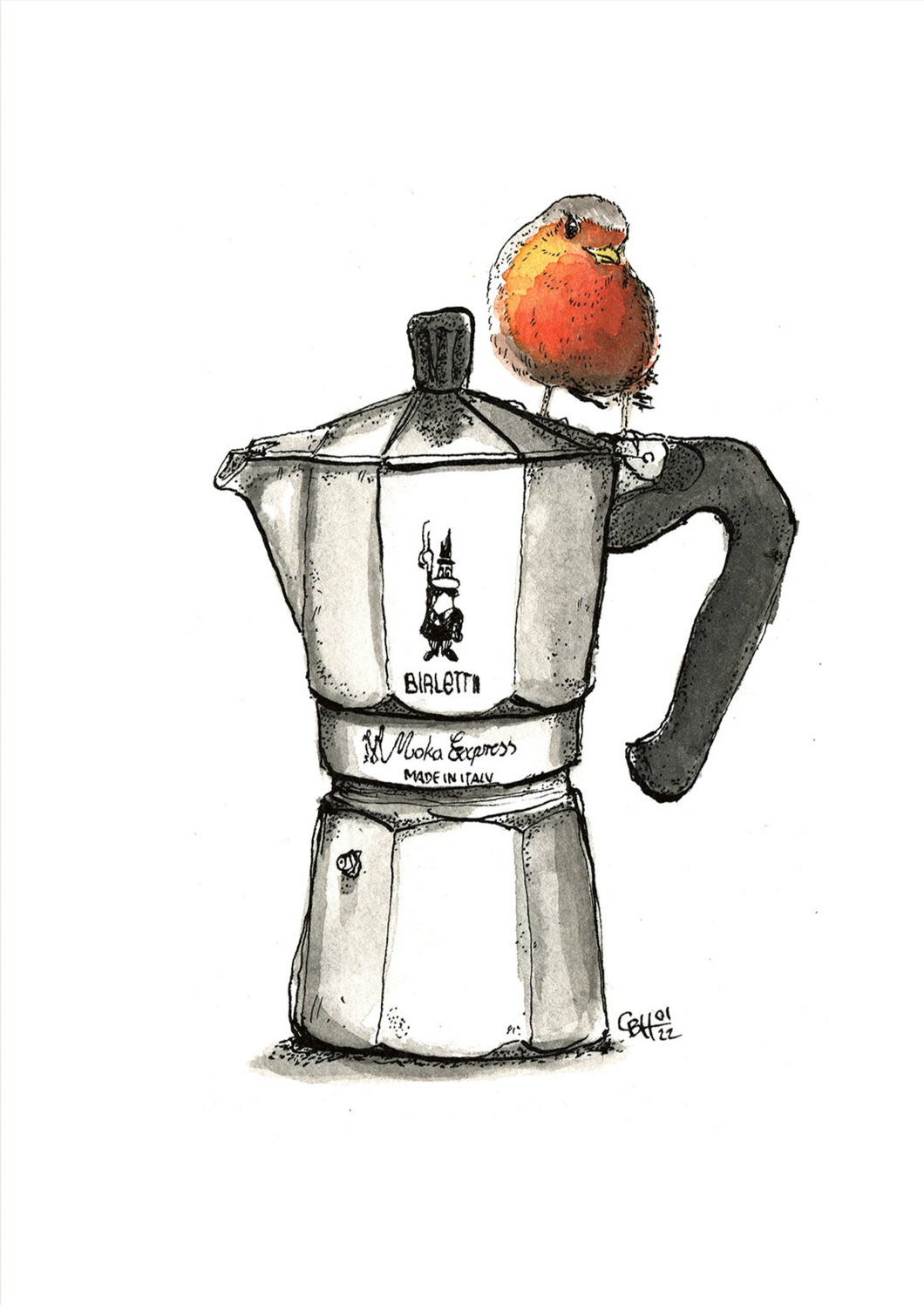 Bialetti mit Rotkelchen Illustration