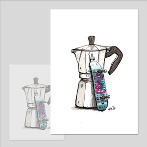 Bialetti Skateboard Illustration