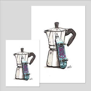 Bialetti Skateboard Illustration