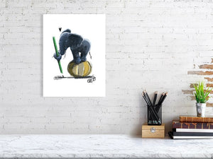 "Kleiner Elefant mit Bleistift" Illustration