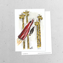 Laden Sie das Bild in den Galerie-Viewer, &quot;Giraffen in Space&quot; Illustration
