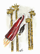 Laden Sie das Bild in den Galerie-Viewer, &quot;Giraffen in Space&quot; Illustration
