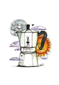 Sun and Moon Bialetti Illustration