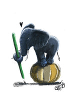 Laden Sie das Bild in den Galerie-Viewer, &quot;Kleiner Elefant mit Bleistift&quot; Illustration
