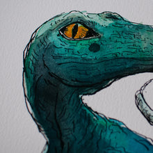 Laden Sie das Bild in den Galerie-Viewer, &quot;Velociraptor, Shop-o-saurus mit Einkaufswagen&quot; Illustration

